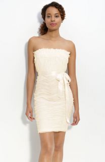 Donna Morgan Strapless Ruffled Tulle Dress  Wedding Ivory