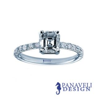 00 ct Asscher Cut Diamond Engagement Ring 18k White Gold G H/VS2