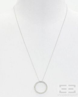 Designer 10K White Gold Diamond Circle Pendant Necklace