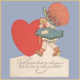 Vtg Valentine Card Rust Craft 1920s 30s Deco Call You