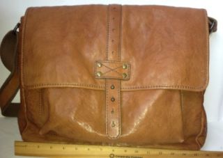 New Mens Fossil Brown Leather Messenger Bag Laptop Case Tablet