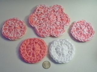 Large Crochet Flower Dishcloth & 4 Dish or Facial Scrubbies