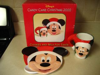 Disney China Candy Cane Christmas 2000 Mickey Mouse Plate Mug Cup w