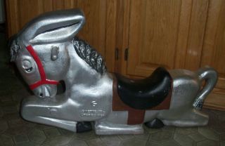 Vtg Cast Aluminum Donkey Saddle Mate Play Ground Spring Toy