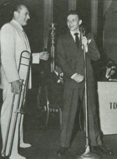 Bandleader Tommy Dorsey, pictured here with Frank Sinatra in 1941