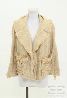Donna Karan Collection Tan Fringed Trim Jacket Size 12