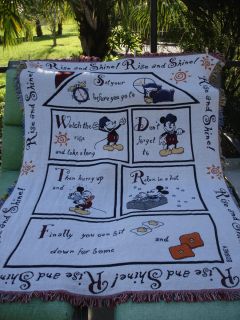Disney World Mickey Mouse Tapestry Woven Rise and Shine Throw Cozy WOW