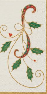   NOUVEAU HOLLY CHRISTMAS HOLIDAY PAPER BUFFET NAPKINS GUEST TOWELS