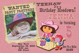 Dora The Explorer Cowgirl Birthday Party Invitation