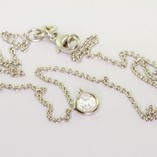  Ladies 14K White Gold Round Diamond Solitaire Pendant Necklace
