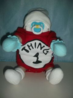 DR SEUSS THING 1 SITTING DIAPER BABY SHOWER GIFT NEW HAT MITTENS