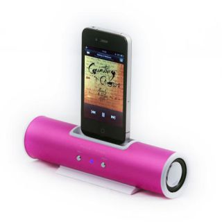 Apple iPod iPhone Tube Docking Station Speakers Pink Amazing Bass