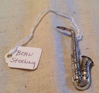 BEAU Sterling Saxophone Pin