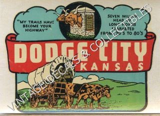 Vintage Dodge City Kansas Wild West Long Horns Souvenir Travel Water