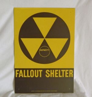DOD 1960s Fallout Shelter Sign Authentic EC 14 x 20