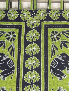 Lovely Pair of Hand Block Printed Cotton Curtains / Drapes / Panels