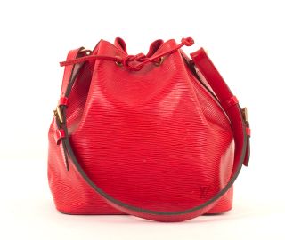 Louis Vuitton Red Epi Textured Leather Petit Noe Drawstring Bag