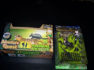 Lot of 2 Adventure Quest Items Animal Rescue and Action Figure Playset