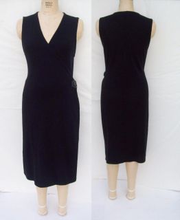 Ralph Lauren Black Wool True Wrap Buckle Dress Size XL