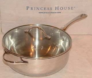 Huge Princess House Stainless Steel Chefs Frying Pan Crystal 4 Quart