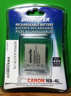 DigiPower Replacement For Canon NB 4L Rechargeable Battery Lithium Ion