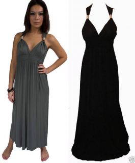 New Black Grecian Style Long Summer Evenin Maxi Dress 4