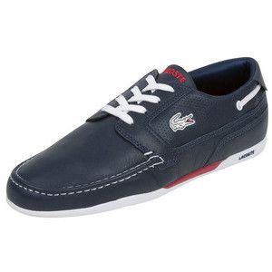 MSRP $95 Lacoste Dreyfus Men Leather Sneakers Dark Blue New Original