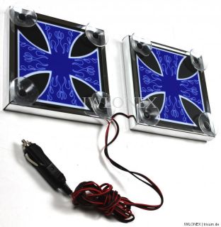 Iwlonex LED LKW Namenschild Blau Ledschild Leuchtschild Eisenkreuz 24V