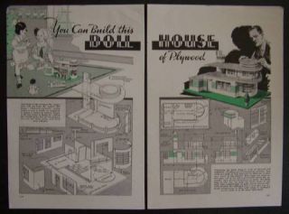 Art Deco Style Dollhouse 1937 Vintage How to Build Plans Modern Design