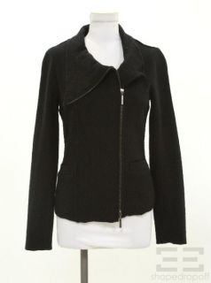 Duarte Black Boiled Wool Zip Front Knit Jacket Size XS New