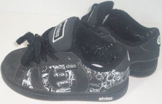 Boys Etnies Black White Skater Shoes Size 10 Drop Out