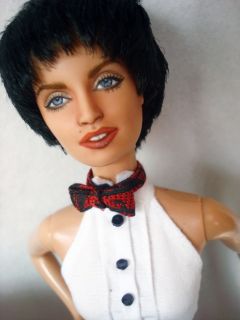 Barbie Basic repaint OOAK  Madonna  with short black hair 