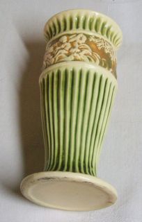 Roseville Donatello Cherub Vase Green Ivory Brown Nice c1915