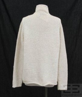Donna Karan Beige Cashmere Sequin Knit Turtleneck Sweater Size Small