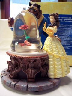 Collectible Disney BEAUTY AND THE BEAST Musical Rose Snowglobe Box