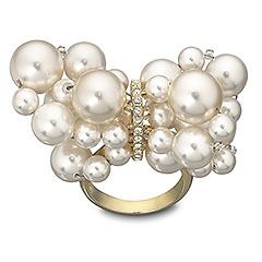 Swarovski Gold Plated Crystal Pearl Donatella Ring
