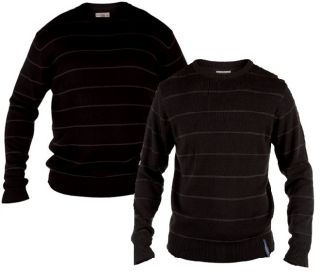 New Duke Mens Stripe Sweater Acrylic Knit Pullover Jumper Black