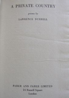 Lawrence Durrell A Private Country Poetry Collection Poems 1st Ed 1943