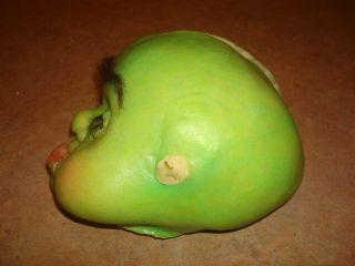 Shrek Baby Green Silicone Puppet Head Prop Hand Punched Eyebrows