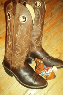DOUBLE H KNEE HIGH COWBOY BOOTS TALL SHAFT BROWN COWBOY BOOTS WESTERN