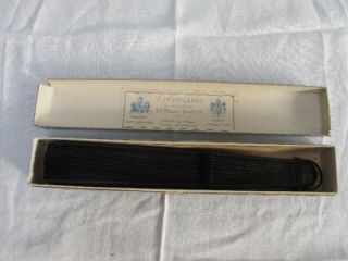 ANTIQUE DUVELLEROY BOXED EBONY & BLACK SATIN MOURNING FAN   c1880