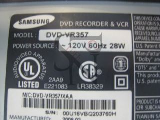 Samsung DVD VR357 DVD RAM DVD RW DVD R DL CD RW CD R Recorder Player