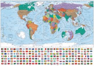 World Portrait Map Flag 1000 Piece Jigsaw Puzzle Game
