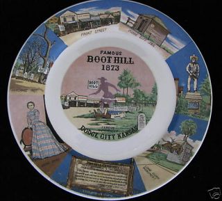 Boot Hill Dodge City Kansas Vintage Souvenir Plate
