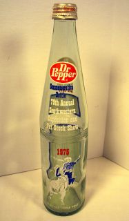 Vtg Dr Pepper Soda Bottle 1975 Southwestern Stock Show Rodeo Cowboy