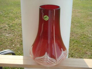 Durand Cranberry Pulled Feather Large Vase