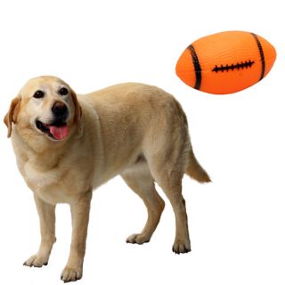  Dog Squeaky Rugby Ball for Pet Dog Chew Toy Cleaning Teeth Toys Rubber