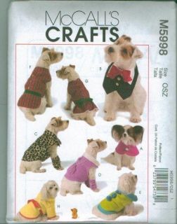 McCalls Craft Pet Dog Clothes Accessories Sewing Pattern McCalls