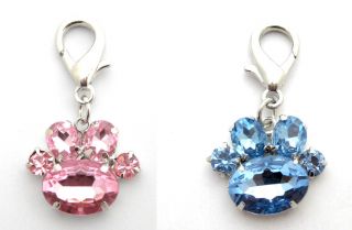 2pcs Dog Charms Pink and Blue Paw Charms Pet Jewelry Collar Charms