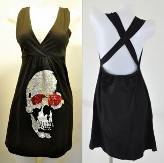 XXL Halooween Rockabilly Skull Punk Party Emo Vtg Goth Mini Dress